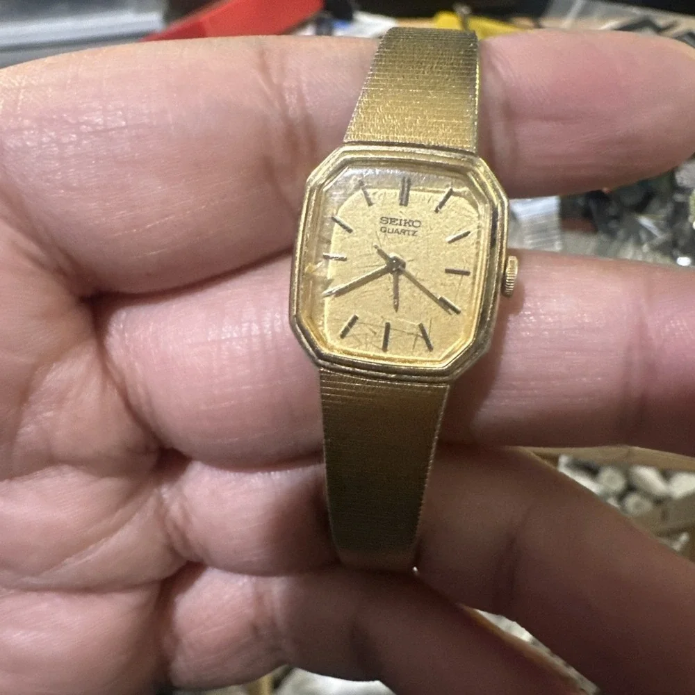 Works VTG SEIKO 1421-5619 Ladies Gold Tone Quartz Watch New Battery 18mm Fit 6.5